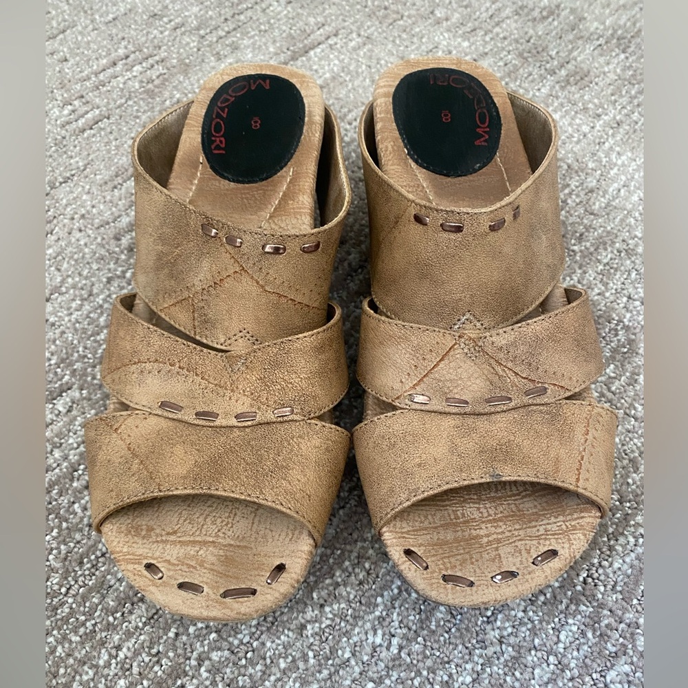 Modzori Tan Unique design wedge Sandals